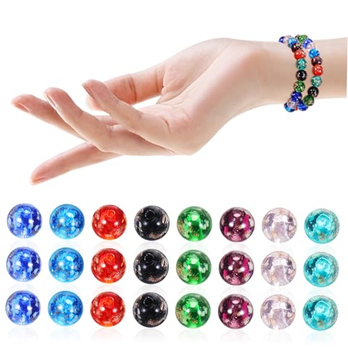 EXCEART 1 Satz Leuchtende Glasperlen Leuchtende Lose Perle Leuchtende Perle Lampwork Runde Perlen Abstandsperlen Bastelperlen Selber Machen Armbandperlen Für Schmuck Neonperlen Glühen 40st von EXCEART