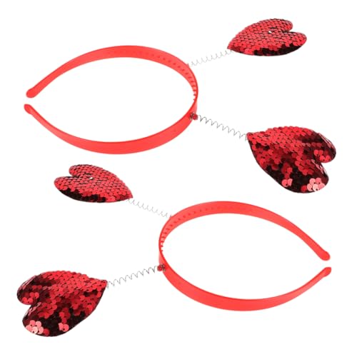 EXCEART 1 Satz Liebe Stirnband Valentinstag Valentinstag Dekoration Herz Dekoration Herz Kopfschmuck Valentinstag Zubehör Valentinstag-stirnband Metall Rot 2 Stück von EXCEART