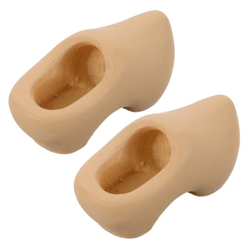 EXCEART 1 Satz Mini Holländische Holzschuhe Miniatur-zubehör Minipuppe Märchengarten Puppenhaus Feengarten Zubehör Sohle, Einzig, Alleinig Indoor-hausschuhe Puppenkleidung Socken Beige 2st von EXCEART