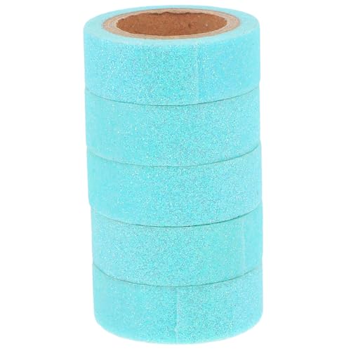 EXCEART 1 Satz Notizbuchband Dekorative Bänder Weißes Abdeckband Fotopapierband Regenbogenband Dekoratives Klebeband Blaues Washi-tape Bastelkleber Sky-blue Japanisches Papier 5 Rollen von EXCEART