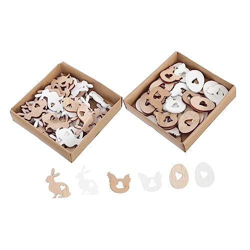 EXCEART 1 Satz Ostern Selber Machen Ammer Fritteuse Eierring Plätzchen Kaninchen Basteln Ostern Osterbasteln Bastelset Ostern-diy-dekore Hasenhackschnitzel Selber Machen Holz Beige 72st von EXCEART