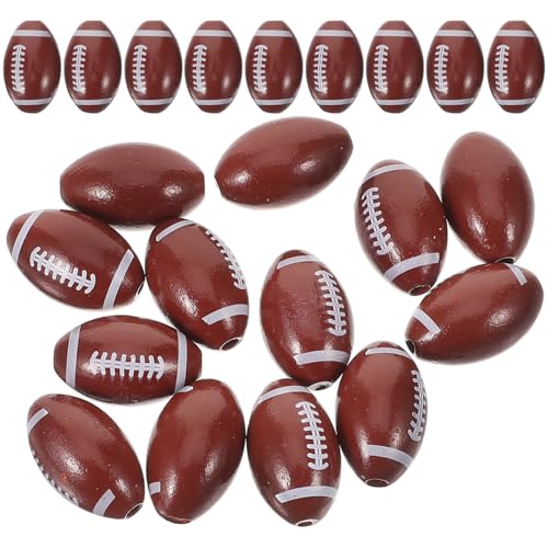 EXCEART 1 Satz Rugby-holzperlen Wohnungsdeko American Football Klappcreolen Anhänger Aus Tonperlen Fußballperlen Für Armbänder Sport Lose Perlen Schmuck Abstandsperle Brown 50 Stück von EXCEART