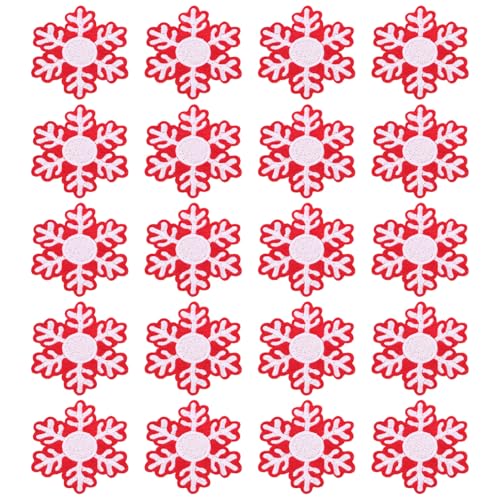 EXCEART 1 Satz Schneefleck Winterdekoration Winterpatch Kleidungsdekoration Einfache Ornamente Schneeflocken-aufnäher Für Kleidung Weihnachtsschneeflocken-stickmotive Stickgarn 20st von EXCEART