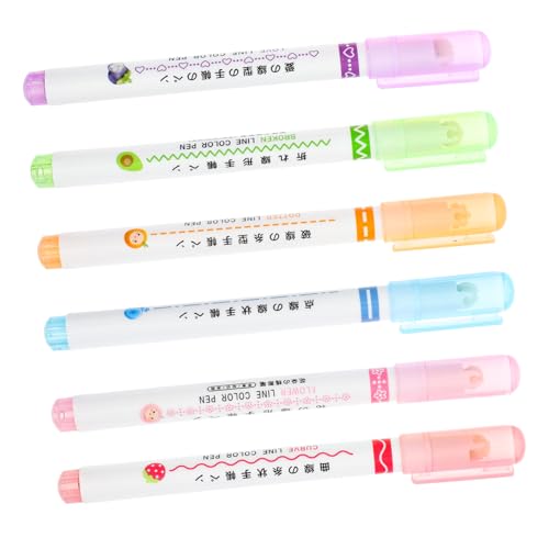 EXCEART 1 Satz Set Scrapbook Marker Textmarker Kurvenstifte Textmarker Scapbook Scrapbooking Kugelschreiber Lesezeichen Kreide Ästhetische Farbstifte Lernmarker Stift 6 Stück von EXCEART