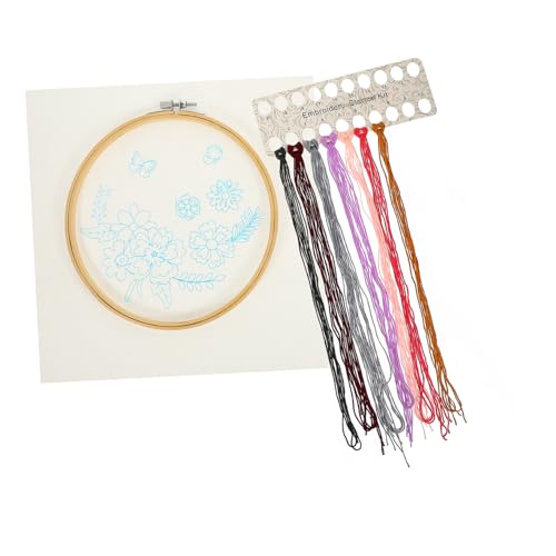 EXCEART 1 Satz Stickerei-Kit embroidery set Bausatz Stich Zubehör Bausätze Dekoration Stoff Stickmaterialien handgefertigtes Nähmaterial Starter-Nähset Nähpaket für Anfänger Baumwolle von EXCEART