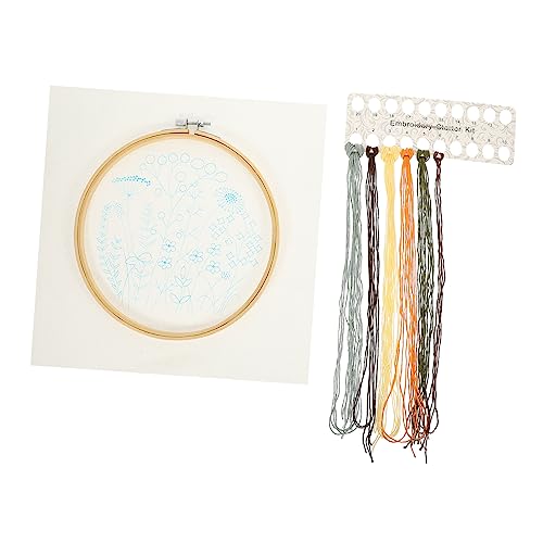 EXCEART 1 Satz Stickerei-Kit goldenes Stickgarn Stickerei- Kits zum Sticken von Seidenbändern großer Stickrahmen Stich Stoff embroidery set Blumen-Nähpaket Stickmaterialien Plastik von EXCEART