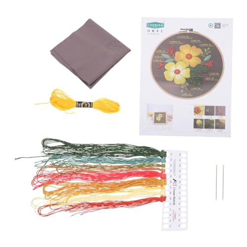 EXCEART 1 Satz Stickmaterialpaket Häkelwerkzeuge dreidimensionale Kreuzstichpackung embroidery kit wohnungseinrichtung kunsthandwerkliche Stickereien Kreuzstich-Set Stickgarn Yellow von EXCEART