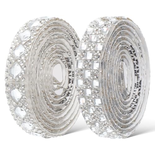 EXCEART 1 Satz Strassband Mädchen Strass Schmuck-strasssteine Trimmen Charmante Accessoires Quasten-strasssteine Mädchenbänder Aufkleber Strass Streifen Schmuckband Glas Silver 2 Rollen von EXCEART