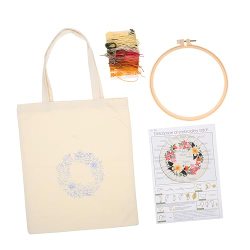 EXCEART 1 Satz Tasche aus Kreuzstich-Segeltuch Häkelset für Anfänger Kit-Tasche Bausätze embroidery kit embroidery set handtasche Nähset für Anfänger dekoratives Stickset Polyester Weiß von EXCEART