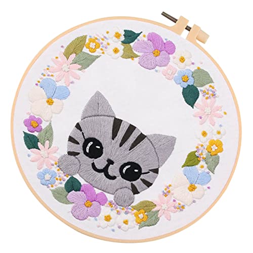 EXCEART 1 Satz Tasche mit Katzenstickerei Stickpackung Katze Bausatz Stich-Kits embroidery kit beginner embroidery thread Stickzubehör Kreuzstichpackungen für Anfänger Baumwolle von EXCEART