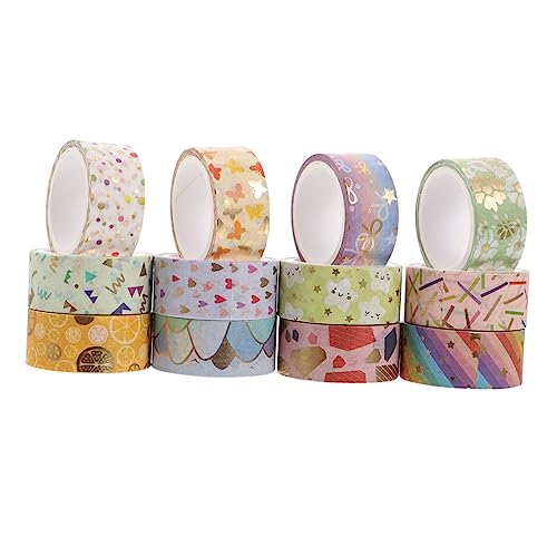 EXCEART 1 Satz Washi-tape The Washi Tape Bastelmaterial Geschenkband Dekoration Bastel Materialien Bündeln Verwaschen Gold Aufkleber Dekoratives Washi Tape Washi-klebeband Papier 12rollen von EXCEART