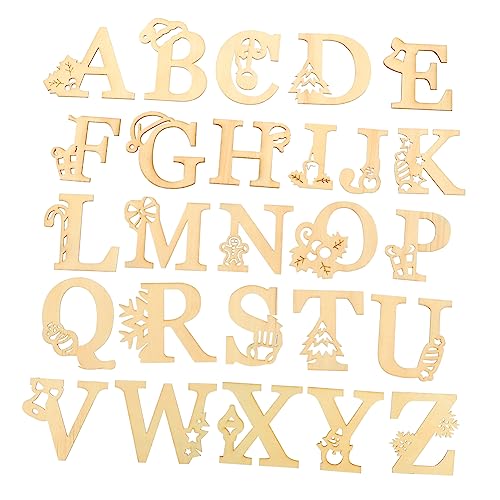 EXCEART 1 Satz Weihnachts-diy-alphabet Christmas-decorations Christmas Decoations Briefe Zur Frühen Bildung Selber Machen Bildungsspielzeug Alphabet Holzscheiben Weihnachtsspielzeug 54st von EXCEART