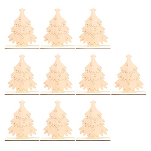 EXCEART 1 Satz Weihnachtsbaum Weihnachtsfigur Weihnachtskordelzug Figuren Weihnachtskugel Miniatur Weihnachtsdeko Activity Für Malen Partyschmuck Hölzern Beige 10st von EXCEART