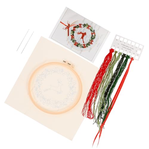 EXCEART 1 Satz Weihnachtskreuzstich Nadelsticksets Weihnachtsstickerei Stich-kits Bastelsets Weihnachts-sticksets Stickständer Kreuzstich-set Stickgarn Stickerei-malset Baumwollkleidung von EXCEART