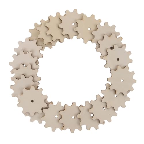 EXCEART 1 Satz Zahnrad Hackschnitzel Diy Holzspielzeug Holzplatten Dekoration Holzplatten Zum Verzieren Von Madera Leere Untersetzer Bretter Hölzerne Ornamente Holzausschnitte Beige 20st von EXCEART