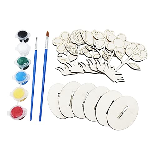 EXCEART 1 Satz kleine Blumenornamente leere Farbtöpfe mit Deckel hängender Nussknacker Mini-Ornament bastelset holzspielzeug Malerei Versorgung malen Pigment Khaki von EXCEART