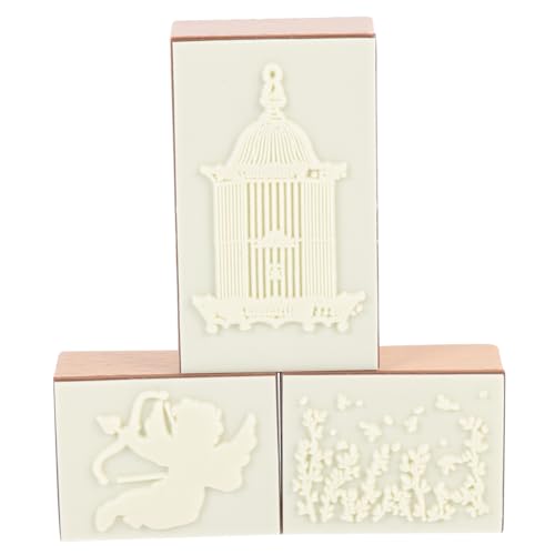 EXCEART 1 Schachtel hölzernes Siegel stempel kinderstempel benutzerdefinierter Stempel Stempelkissen für Stempel DIY handwerk stempel Briefmarken für Karten Radiergummi von EXCEART