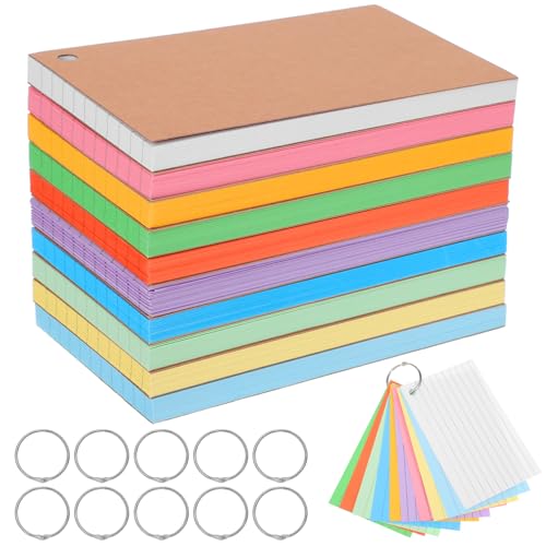 EXCEART 10 Pcs Karteikarten Buchen Farbige Flash -Karten Mit Ringrevisionskarten Ausgekleidete Notecards Regierte Studienkarten Flashkarten Notizkarten Zum Studium Des Lernens von EXCEART