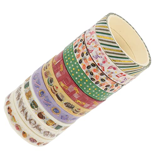 EXCEART 10 Rollen Heißpräge-washi-tape Scrapbook-diy-klebebänder Verwaschen Papierklebeband Selber Machen Dekoratives Klebeband Für Einklebebuch Goldband Bandspender Japanisches Papier von EXCEART