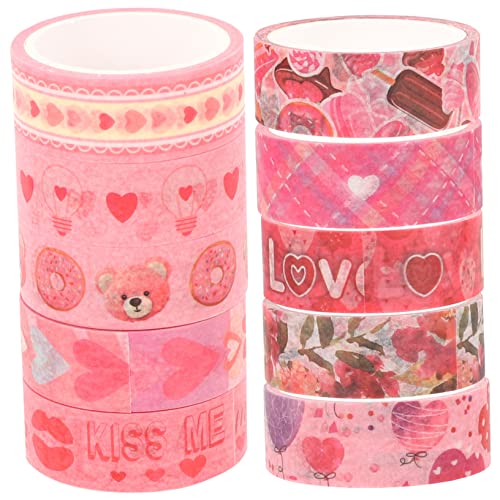 EXCEART 10 Rollen Valentinstag Washi Tape Gel Spender Dekore geschenkideen valentinstag valentine decoration basteln aufkleber Washi DIY Bastelband bedruckte Klebebänder Japanisches Papier von EXCEART