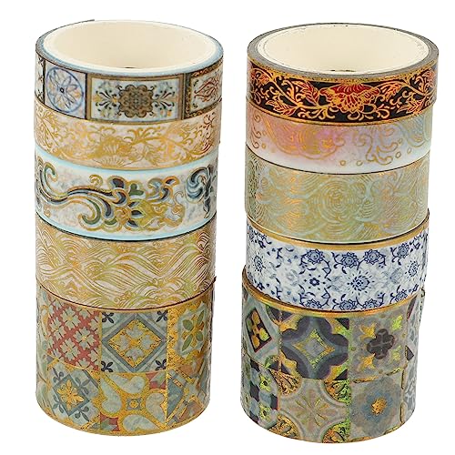 EXCEART 10 Rollen Washi-tape Pastell Notizen Textmarker Scrapbooking Sammelalbum Aufkleber Verpackung Maskierung Schrott Markierungen Washi-gold-stempelband Dekorative Klebebänder Papier von EXCEART