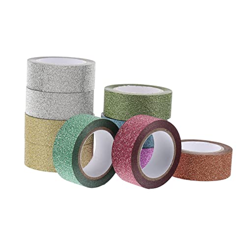 EXCEART 10 Stück Glitzer Klebeband Retro Sanitär Klebeband Dekoration Deko Klebeband Scrapbooking Klebeband Farbiges Glitzer Klebeband Glitzer Klebeband DIY Deko Klebeband von EXCEART