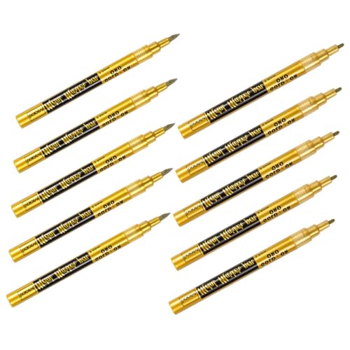 EXCEART 10 Stück Öliger Markierungsstift Farbe Für Schuhe Marker Für Glas Rutschfester Lackstift Ölstift Lackstift Mit Feiner Spitze Kalligraphie-marker Schild Stift Golden Plastik von EXCEART