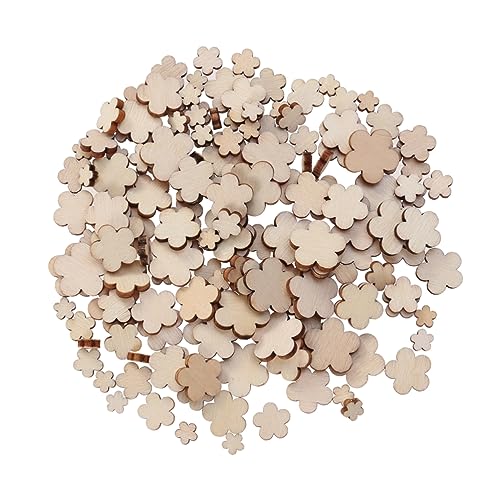 EXCEART 100 Stück Hölzerne Ornamente Holzhandwerk Blumenholzausschnitte Bambus von EXCEART