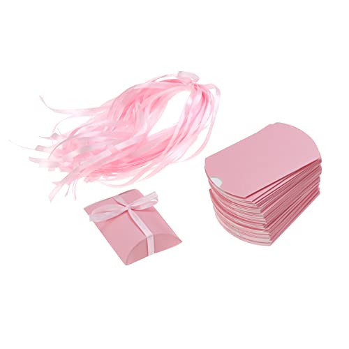 EXCEART 100 Teile/ 50 Sätze Papierkissen Candy Boxes Hochzeit Favor Boxen mit Bändern Geburtstag Partybedarf für Geburtstag Hochzeit Festival (Rosa) von EXCEART