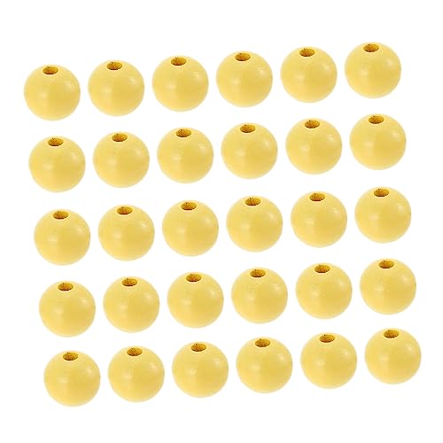 EXCEART 100St 14mm farbige Holzperlen flache runde lose Perlen Anhänger aus Tonperlen Mini-Perlen bastelzeug für bastelkasten Basteln mit DIY-Perlen Abstandsperlen für DIY Yellow von EXCEART