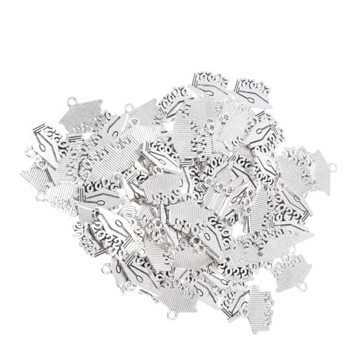 EXCEART 100st Hut Des Abschlussarztes Perlenkappen Silber Schlüsselkette Set Zur Herstellung Von Armbändern Kreativer Schlüsselanhänger Brief Anhänger Schlüsselschmuck Legierung Silver von EXCEART