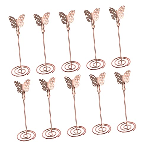 EXCEART 10St Hochzeitssitzhalter Schmetterlingshalter Wildflower Place -Karte visitenkarten halterung hochzeitsideen bilderrahmen Tischdekoration für Partys Fotoclips Metall Rose Gold von EXCEART