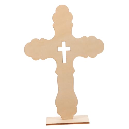 EXCEART 10St Holzkreuz büro dekoration bürodekoration Wohnzimmerdekoration religiöse Tischdekoration Geburtskreuz bastelset kreuzförmige Verzierung Kreuzaufsätze für Tische Beige von EXCEART