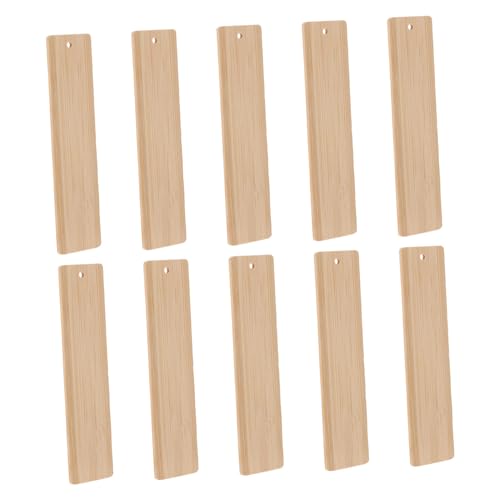 EXCEART 10St Lesezeichen aus Bambus Bambusmaterial DIY Unvollendete Tags DIY Buchzeichen Quaste einzigartiger Stiftrahmen Geschenkanhänger aus Bambus leeres Lesezeichen mit Löchern Beige von EXCEART