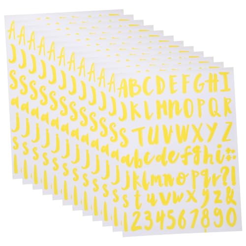 EXCEART 12 Blätter Alphanumerische Aufkleber seriell Weiße Buchstabenaufkleber scrapbooking sticker scrapbook stickers Zeitschriftenbedarf Buchstabenaufkleber für Scrapbooking PVC Yellow von EXCEART