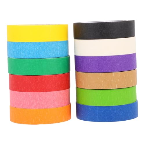 EXCEART 12 Rollen Farbiges Klebeband Panzerband Dekorativer Abdeckbandspender Grünes Klebeband Farbspritzgerät Klebriges Farbabdeckband Heimstaub Durchsichtiges Klebeband von EXCEART