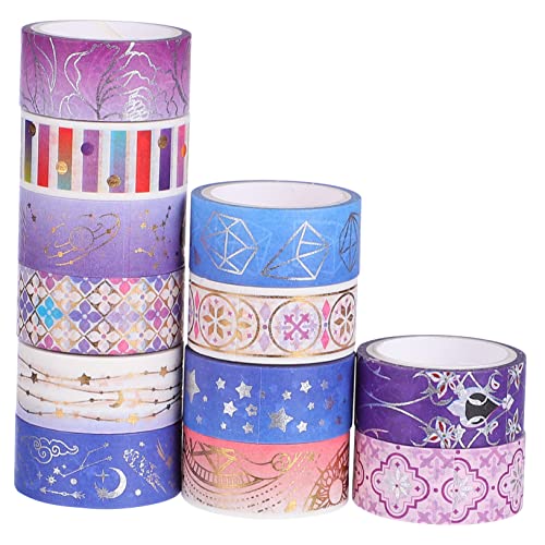 EXCEART 12 Rollen Lila Konstellationsband Funkeln Flüssig Scrapbooking-dekorationszubehör Dekoratives Klebeband Für Sammelalbum Diy Klebeband Diy Washi Tape Violett Papier von EXCEART