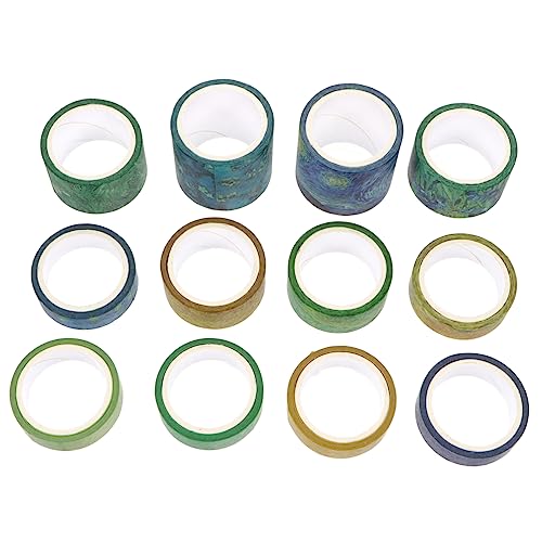 EXCEART 12 Rollen Taschenband DIY Sammelalbum Wickelband Scrapbooking Lieferungen multifunktionales klebeband washi-tape aufkleber Kassetten für Fotoalben tagebuch Papier Green von EXCEART