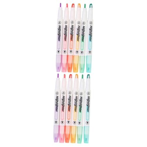 EXCEART 12 Stk Textmarker Doppelendige Marker Clear view marker Meißel spitze highlighter Pastell highlighter ideas genschenkideen Pastellmarker milder Farbhighlighter leicht Plastik von EXCEART