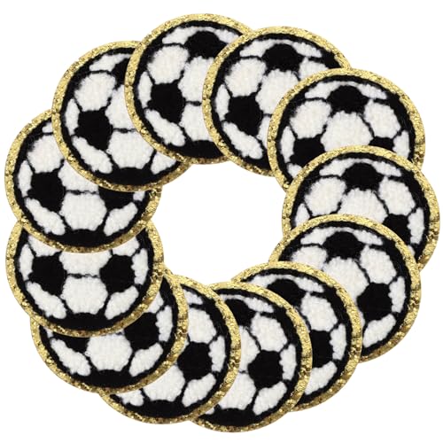 EXCEART 12st Fußball-patch Fußball-aufnäher Zum Aufnähen Gestickter Aufnäher Zum Aufnäher Aufnähen Fußball-chenille-applikation Dekorative Aufnäher Nähen Von Mantel Sticketikett Polyester von EXCEART