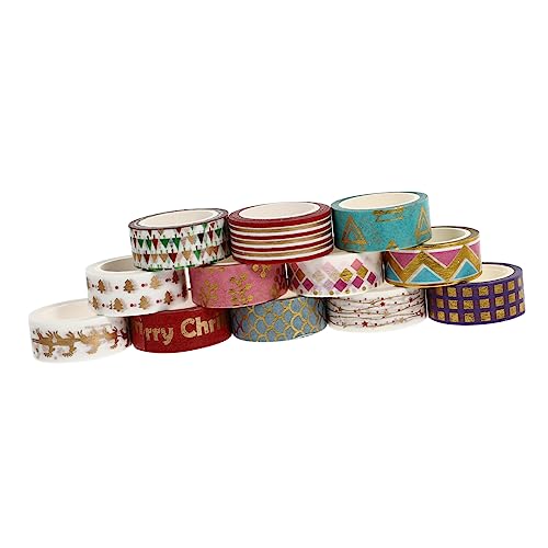 EXCEART 12St Weihnachtsband dekorative Bänder Dekorationen wetterfestes Klebeband Weihnachten the washi tape christmas ribbon weihnachtsdekorbänder Notizbuchbänder Japanisches Papier von EXCEART