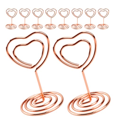 EXCEART 12st Liebesförmiger Notizhalter Dekorativer Bilderrahmenständer Platzkartenhalter Party Sitzkarten Bildhalter Tischdeko Für Die Hochzeit in Herzform Kohlenstoffstahl Rose Gold von EXCEART