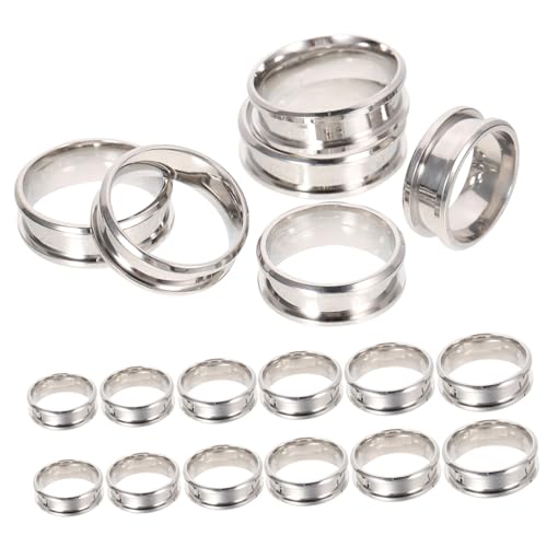 EXCEART 18 Stk Geriffelter Ring Ringgrößenversteller Bausatz Bieger Schlüssel Knöchel Schmuck Aufkleber Perlen Ringrohlinge Ringbiegewerkzeug Halsketten-organizer Silver Rostfreier Stahl von EXCEART