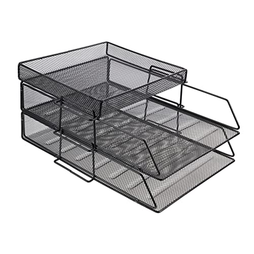 EXCEART 1Stk stapelbares Aktenregal Tisch-Bücherregal Schreibtisch-Papier-Organizer A4-Papier storage shelves storage shelf Aktenordner aus Metall abnehmbarer Aktenorganisator Eisen Black von EXCEART