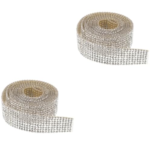 EXCEART 2 Rollen Crystal Hot Diamond Diamantgürtel Chiffon Kaschmir dekorativ weißes Band rhinestones Strassband selbstklebender Bastel-Strass bling aufkleber strass Heißschmelzkleber von EXCEART