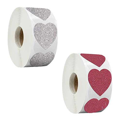 EXCEART 2 Rollen Herz Aufkleber süße Klebeetiketten Valentinsgrüße Wachssiegelaufkleber Hochzeit Punkt Karte heart stickers Herzförmige Aufkleber selbstklebende Aufkleber Herzaufkleber von EXCEART