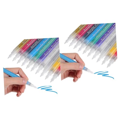 EXCEART 2 Sätze Acrylmarker Acrylbilder Acyllackfarbe Stifte Pastellkreidestifte Pin-set Weißer Lackstift Malen Sie Kunstmarker Bunte Markierungen Farbmalstifte Acrylsäure 10 Stück * 2 von EXCEART