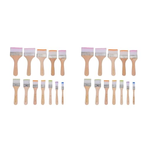 EXCEART 2 Sätze Bürste Maschine Malen Nach Zahlen Palette Heften Reiben Pinsel Streichen Autopinsel Pinsel Für Ölfarben Farbpinsel Haarpinsel Malen Kinderpinsel Hölzern Beige 12 Stück * 2 von EXCEART