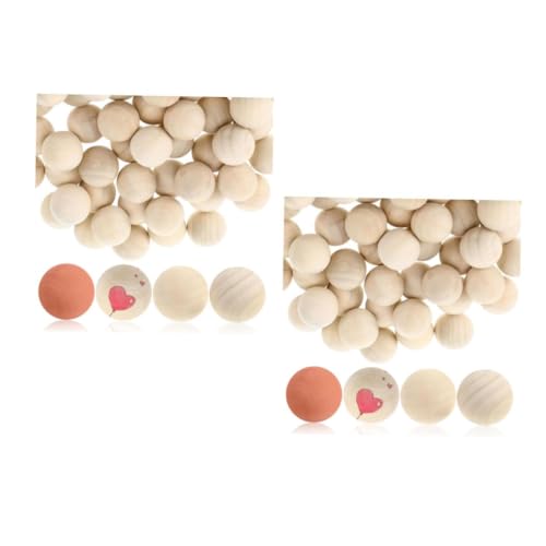 EXCEART 2 Sätze Hemu Runder Ball Kleine Selbstgemachte Holzperlen Handwerkliche Produkte Aus Holz Holzkugel Bälle Basteln Runde Bastelbälle Holz Runden Lotusbaum Beige 50 Stück * 2 von EXCEART