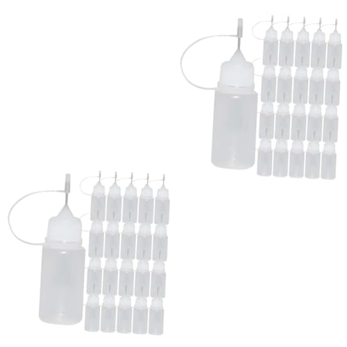 EXCEART 2 Sätze Leere Leimflasche Mit Langem Nadelrohr Quetschflasche Mit Feiner Spitze Squeeze-flaschen Für Farbe Flasche Zum Auftragen Von Klebstoff Weiß Rostfreier Stahl 30 Stück * 2 von EXCEART